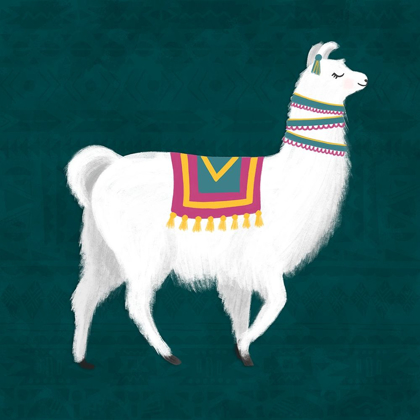 Picture of LOVELY LLAMA JEWEL TONES I -TEAL