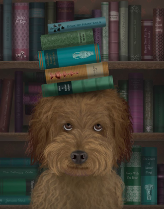 Picture of LABRADOODLE, BROWN, AND BOOKS
