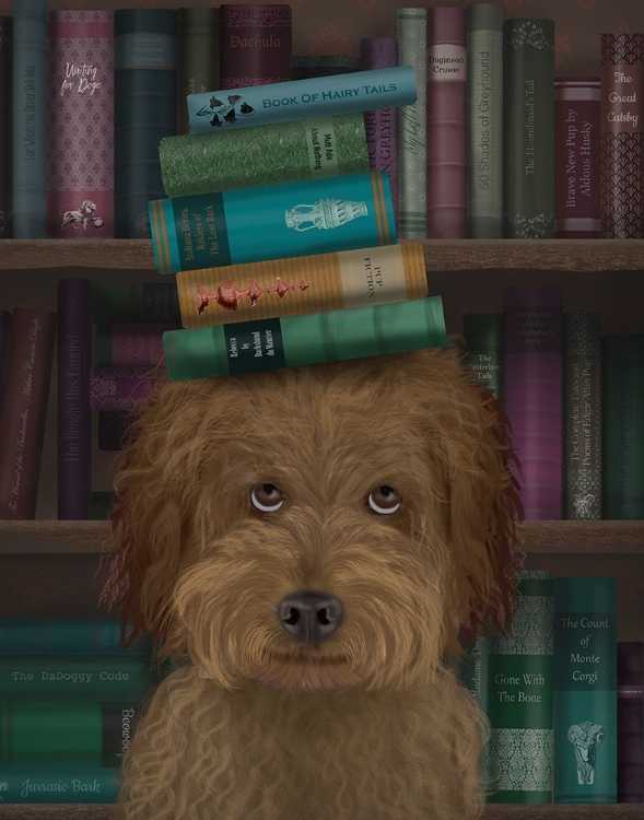 Picture of LABRADOODLE, BROWN, AND BOOKS