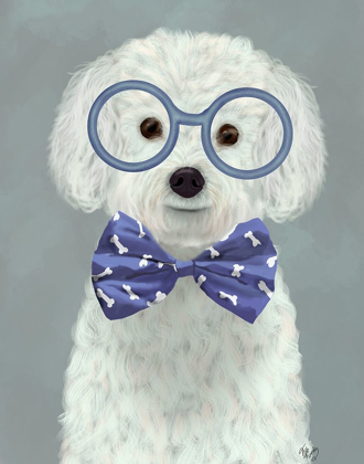 Picture of BICHON FRISE WITH GLASSES AND BOW TIE