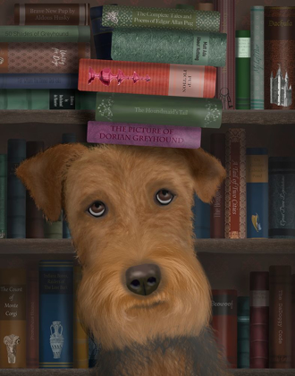 Picture of AIREDALE AND BOOKS