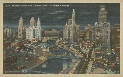 Picture of CHICAGO- CHICAGO RIVER BY NIGHT