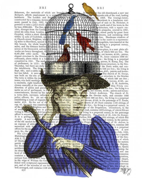 Picture of WOMAN WITH BIRDCAGE HAT