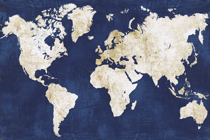 Picture of WORLD MAP NAVYGOLD