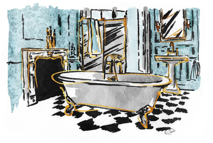 Picture of BLUE GOLD SKETCH BATH