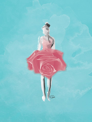Picture of TEAL ROSE BALLERINA BACKGROUND