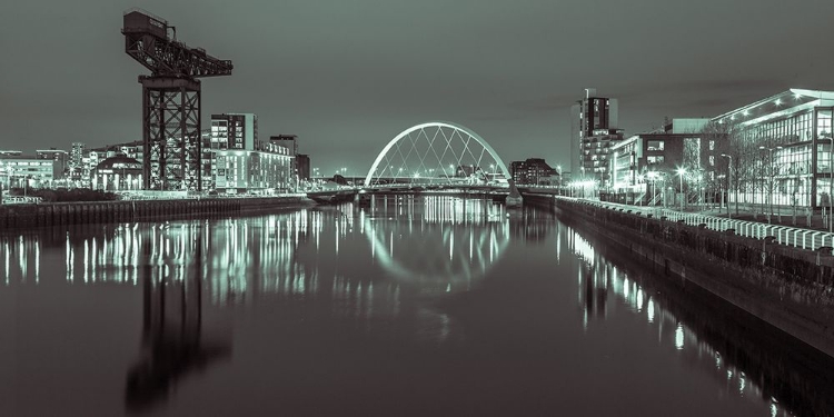 Picture of VIEW ALONG THE RIVER CLYDE AT NIGHT, GLASGOW, FTBR-1901