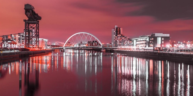 Picture of VIEW ALONG THE RIVER CLYDE AT NIGHT, GLASGOW, FTBR-1902