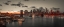 Picture of EVENING VIEW OF LOWER MANHATTAN SKY|SKYLINE WITH BROOKLYN BRIDGE OVER EAST RIVER, NEW YORK, FTBR-190
