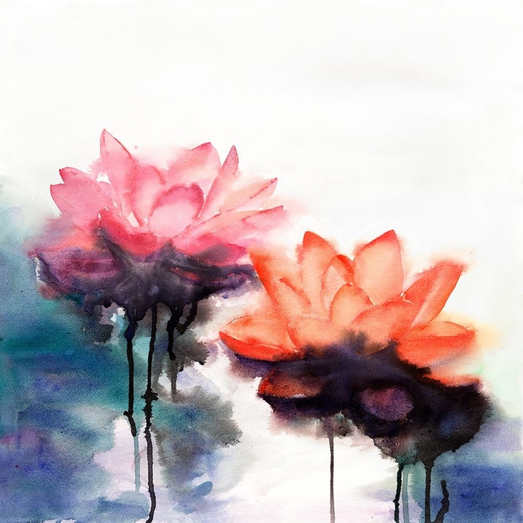 Picture of WATERCOLOR LOTUS FLOWERS