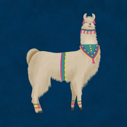 Picture of LOVELY LLAMA JEWEL TONES III-BLUE