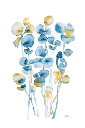Picture of BLUE AND GOLD WATERCOLOR FLORAL