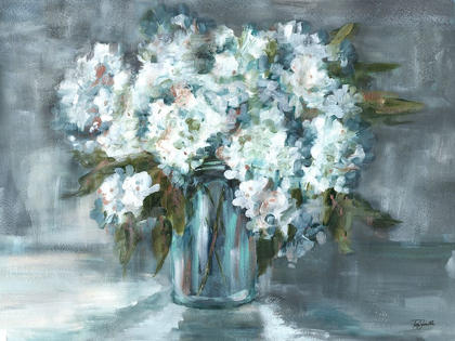 Picture of WHITE HYDRANGEAS ON GRAY LANDSCAPE