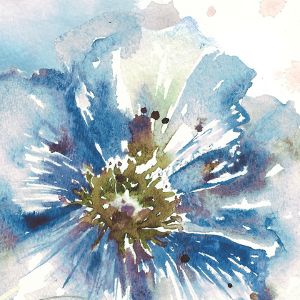 Picture of BLUE WATERCOLOR POPPY CLOSE UP I