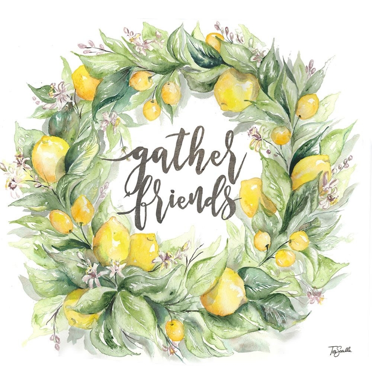 Picture of WATERCOLOR LEMON WREATH GATHER FRIENDS