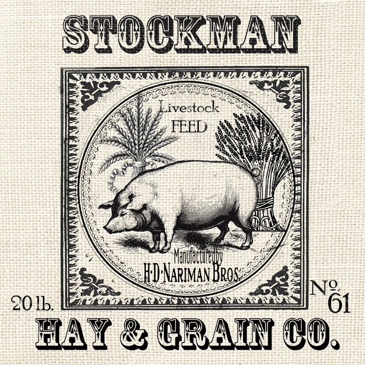 Picture of FARMHOUSE GRAIN SACK LABEL PIG