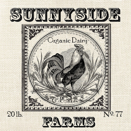 Picture of FARMHOUSE GRAIN SACK LABEL ROOSTER