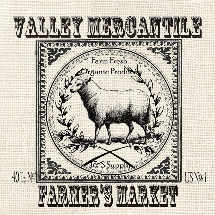 Picture of FARMHOUSE GRAIN SACK LABEL SHEEP