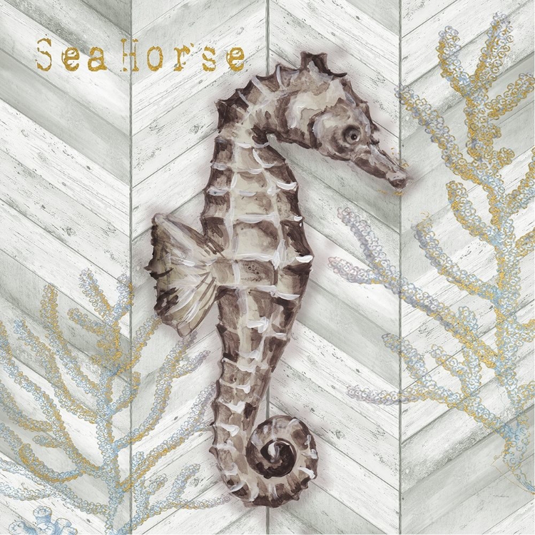 Picture of GRAY GOLD CHEVRON SEAHORSE