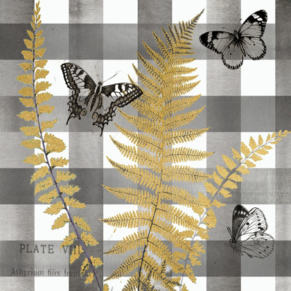 Picture of BUFFALO CHECK FERNS AND BUTTERFLIES NEUTRAL I