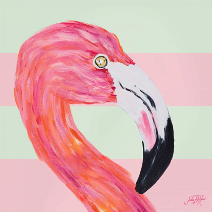 Picture of FLAMINGO ON STRIPES I