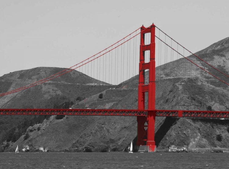 Picture of GOLDEN GATE BRIDGE WITH RED POP BORDER