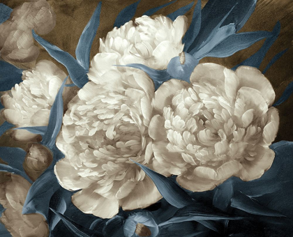 Picture of PEONIES PAINTING IN BLUE-BROWN 