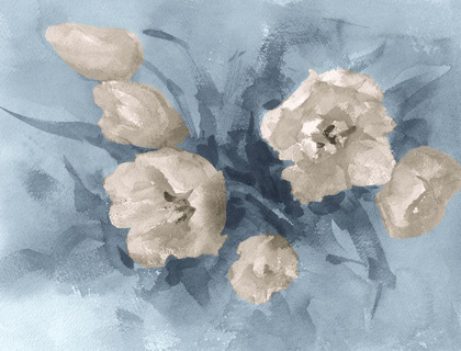 Picture of TULIPS PAINTING IN BLUE-BROWN 