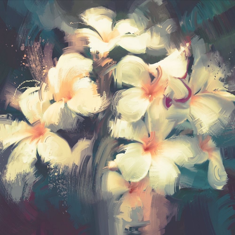 Picture of WHITE FLOWERS IN THE DARK