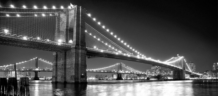 Picture of BROOKLYN BRIDGE AND MANHATTAN BRIDGE AT NIGHT