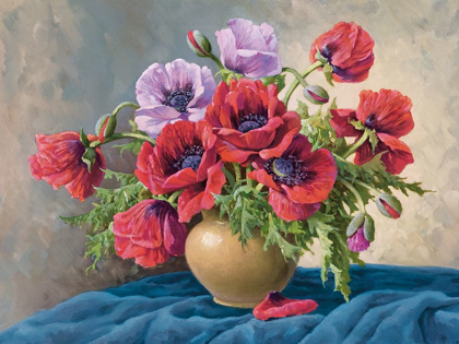 Picture of RED POPPIES ON BLUE CLOTH
