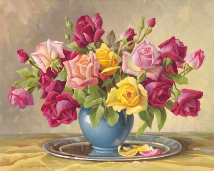 Picture of ROSES IN A BLUE VASE