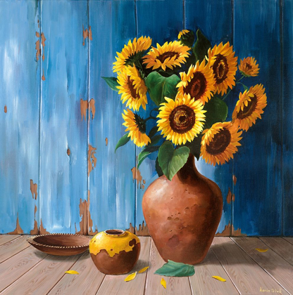 Picture of AGED WOOD AND SUNFLOWERS