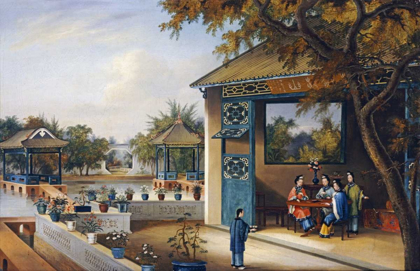 Picture of CHINESE LADIES PLAYING MAHJONG IN THE PAVILION OF A HOUSE
