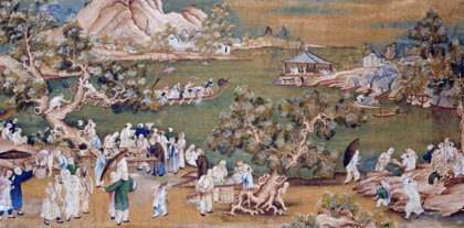 Picture of A LAKE SCENE WITH FIGURES CELEBRATING A FESTIVAL