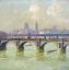 Picture of WATERLOO BRIDGE AND HUNGERFORD BRIDGE WITH THE HOUSES OF PARLIAMENT BEYOND