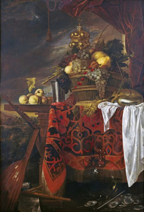 Picture of A BASKET OF MIXED FRUIT WITH GILT CUP