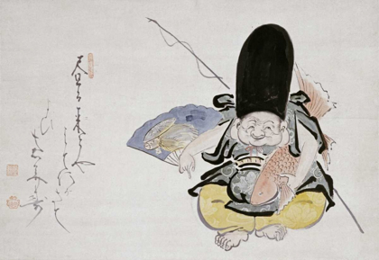 Picture of EBISU DANCING WITH A POEM. HANGING SCROLL