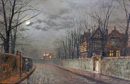 Picture of OLD ENGLISH HOUSE, MOONLIGHT AFTER RAIN