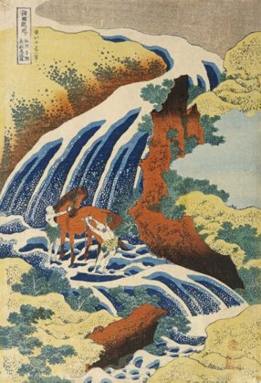 Picture of TWO MEN WASHING A HORSE IN A WATERFALL
