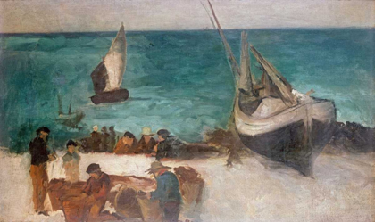 Picture of SEASCAPE AT BERCK; FISHING BOATS AND FISHERMEN