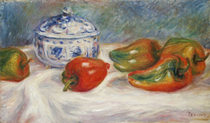 Picture of STILL LIFE WITH A BLUE SUGAR BOWL AND PEPPERS