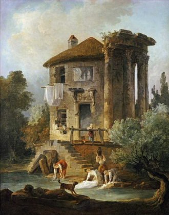 Picture of WASHERWOMEN OUTSIDE THE TEMPLE OF THE SIBYL, TIVOLI