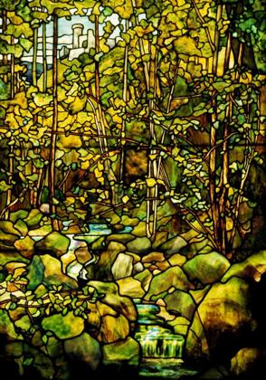 Picture of A LEADED GLASS WINDOW OF A WOODLAND SCENE