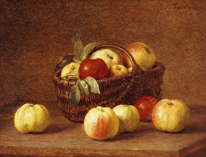 Picture of APPLES IN A BASKET ON A TABLE