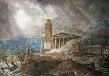 Picture of A CAPRICCIO OF A ROMAN PORT DURING A STORM
