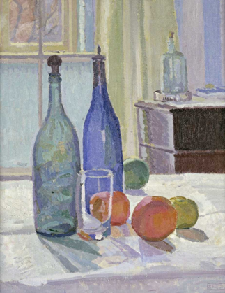Picture of BLUE AND GREEN BOTTLES AND ORANGES
