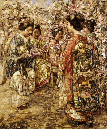 Picture of FIVE JAPANESE GIRLS AMONG BLOSSOMING TREES