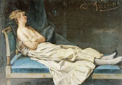 Picture of A LADY RECLINING ON A CHAISE LONGUE