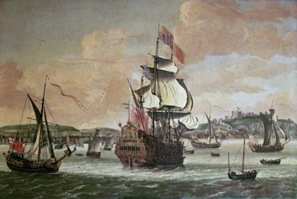 Picture of CHARLES II ON BOARD A TWO DECKER MAN-O-WAR